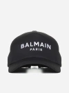 BALMAIN LOGO COTTON BASEBALL CAP