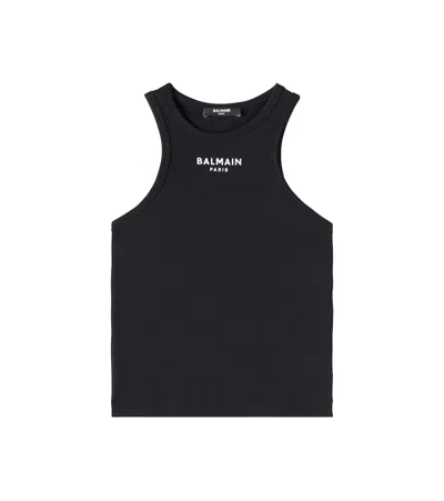 BALMAIN LOGO COTTON-BLEND TANK TOP