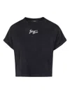 Balmain Logo Cotton Cropped T-shirt In Black