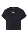 Balmain Logo Cotton Cropped T-shirt In Black