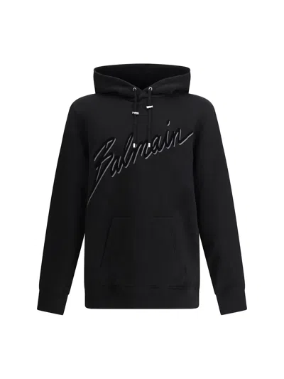 Balmain Oversized Ls Hoodie In Brown