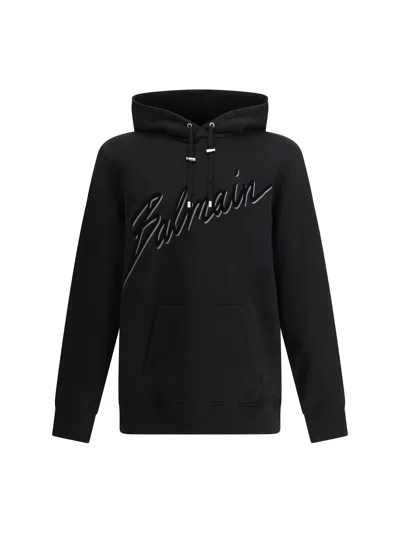 Balmain Oversized Ls Hoodie In Brown