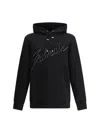 Balmain Cotton Hoodie With Embossed Velvet Logo In Noir/noir