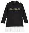 Balmain Logo Cotton Jersey Dress In Black