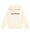 Balmain Logo Cotton Jersey Hoodie In Nude/nero
