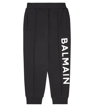 Balmain Kids' Logo Cotton Jersey Sweatpants In Black