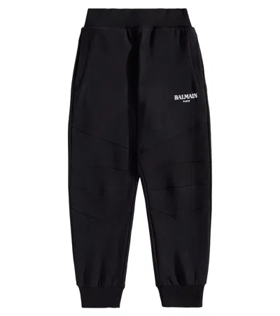 Balmain Kids' Logo Cotton Jersey Sweatpants In Black