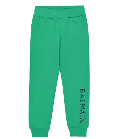 Balmain Kids' Jogginghose Aus Baumwoll-jersey In Green