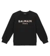 Balmain Logo Cotton Jersey Sweatshirt In Black