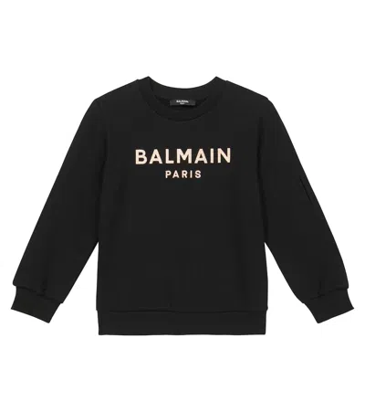 Balmain Kids' Logo Cotton Jersey Sweatshirt In Black