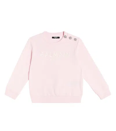 Balmain Kids' Logo Cotton Jersey Sweatshirt In Red