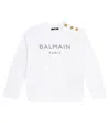 Balmain Logo Cotton Jersey Sweatshirt In White