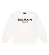 Balmain Logo Cotton Jersey Sweatshirt In White/black
