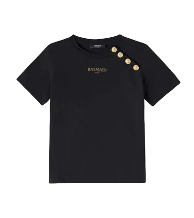 Balmain Kids' Logo Cotton Jersey T-shirt In Black