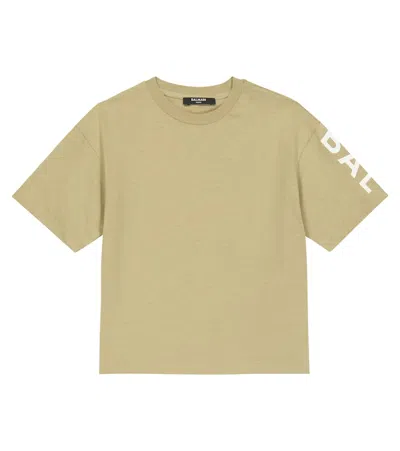 Balmain Kids' Logo Cotton Jersey T-shirt In Green