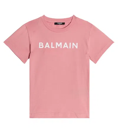 Balmain Kids' Logo Cotton Jersey T-shirt In Pink