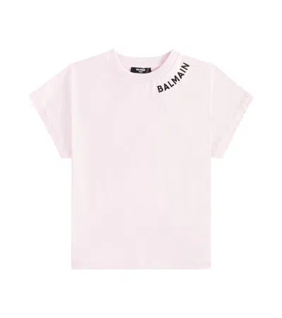 Balmain Kids' Logo Cotton Jersey T-shirt In Pink