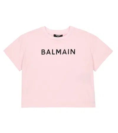 Balmain Kids' Logo Cotton Jersey T-shirt In Plum