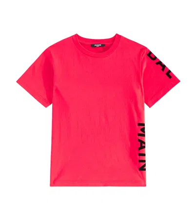 Balmain Kids' Logo Cotton Jersey T-shirt In Red