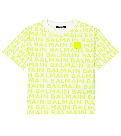 Balmain Kids' Logo Cotton Jersey T-shirt In Weiss