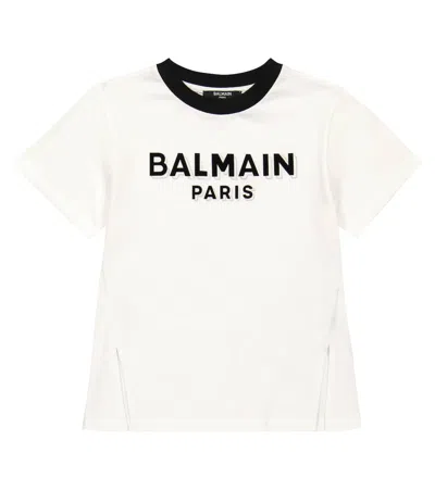Balmain Kids' Logo Cotton Jersey T-shirt In White