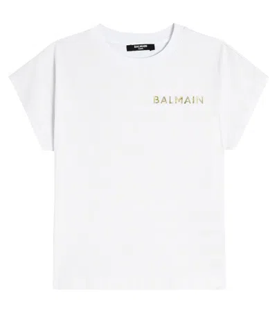 Balmain Kids' Logo Cotton Jersey T-shirt In White