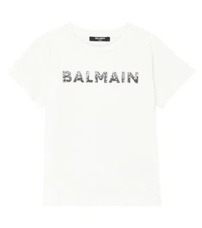 Balmain Kids' Logo Cotton Jersey T-shirt In White