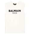 Balmain Logo Cotton Jersey Tank Top In Ivory