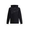 Balmain Cotton Hoodie With Embossed Velvet Logo In Black