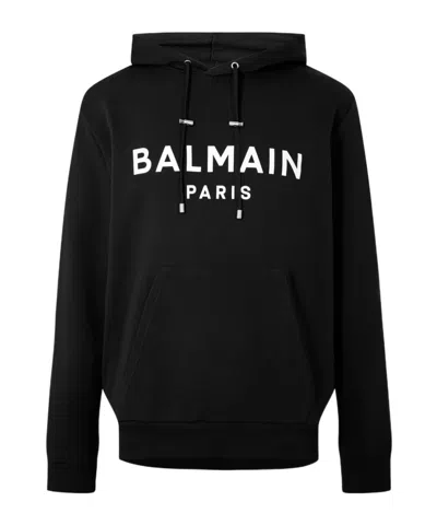 BALMAIN LOGO COTTON PRINTED HOODIE