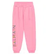 Balmain Logo Cotton Sweatpants In Antique Pink