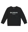 Balmain Kids' Logo-plaque Cotton Sweatshirt In Black