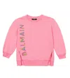 Balmain Logo Cotton Sweatshirt In Antique Pink