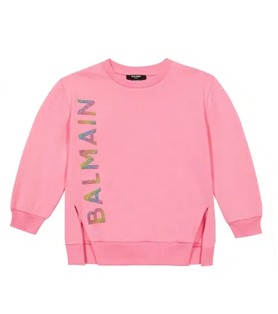 Balmain Kids' Logo Cotton Sweatshirt In 550