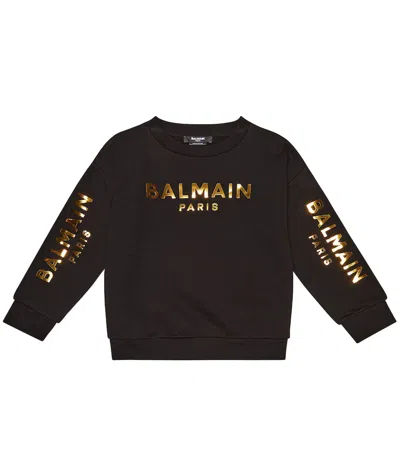 Balmain Kids' Logo Cotton Sweatshirt In Black