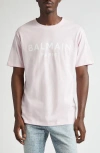 Balmain Logo Cotton T-shirt In Oes Lt Pink/ Multi