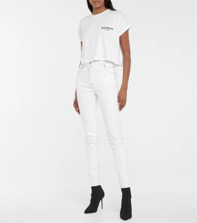 BALMAIN LOGO COTTON T-SHIRT,P00580463