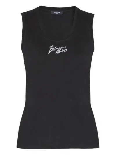 Balmain Logo Cotton Tank Top