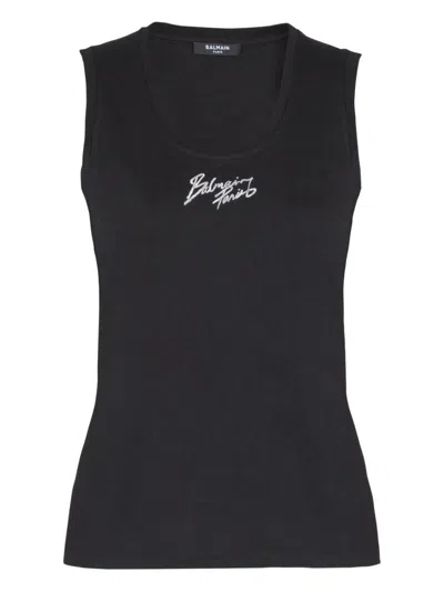 BALMAIN BALMAIN LOGO COTTON TANK TOP