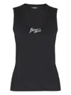 Balmain Logo Cotton Tank Top In Black