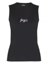 Balmain Logo Cotton Tank Top In Black