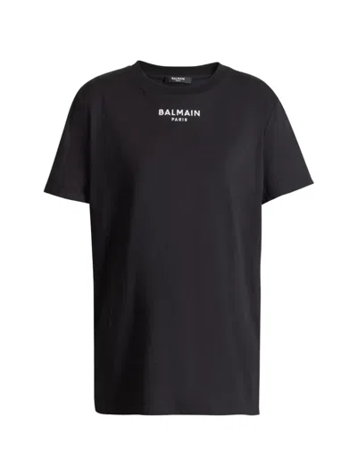 Balmain Silk Nylon Crew Neck Short Sleeve Top In Blue