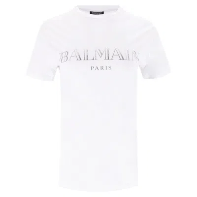 Pre-owned Balmain Logo Cotton T-shirt In White
