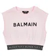 Balmain Logo-print Cotton Top In Rosa/nero