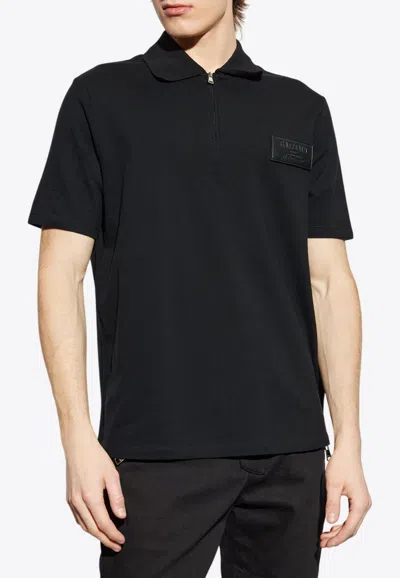 BALMAIN LOGO COUTURE LABEL POLO T-SHIRT