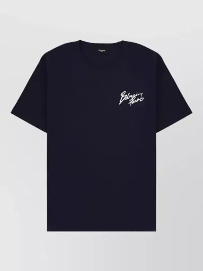 Balmain Logo Crew Neck Short Sleeve T Shirt In Black