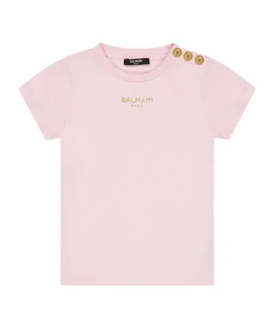 Balmain Logo Crew Neck T-shirt In Pink