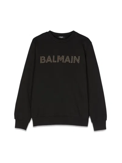 Balmain Logo Crewneck Sweatshirt In Black