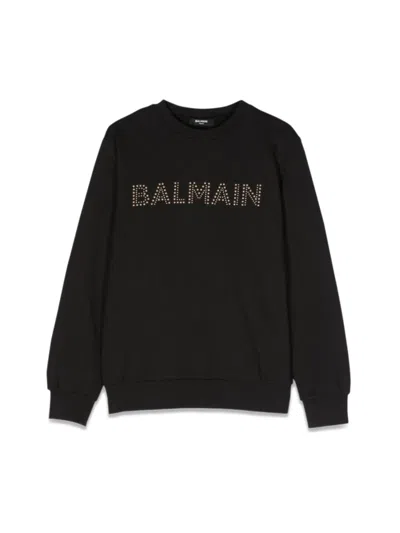 Balmain Crewneck Cotton Sweatshirt In Multi