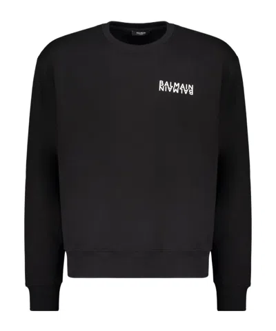 Balmain Logo Crewneck Sweatshirt In Black
